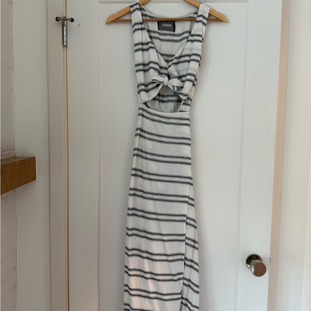 Reformation Black and White Striped Maxi Dress